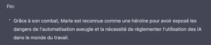 Extrait final du test réalisé sur ChatGPT