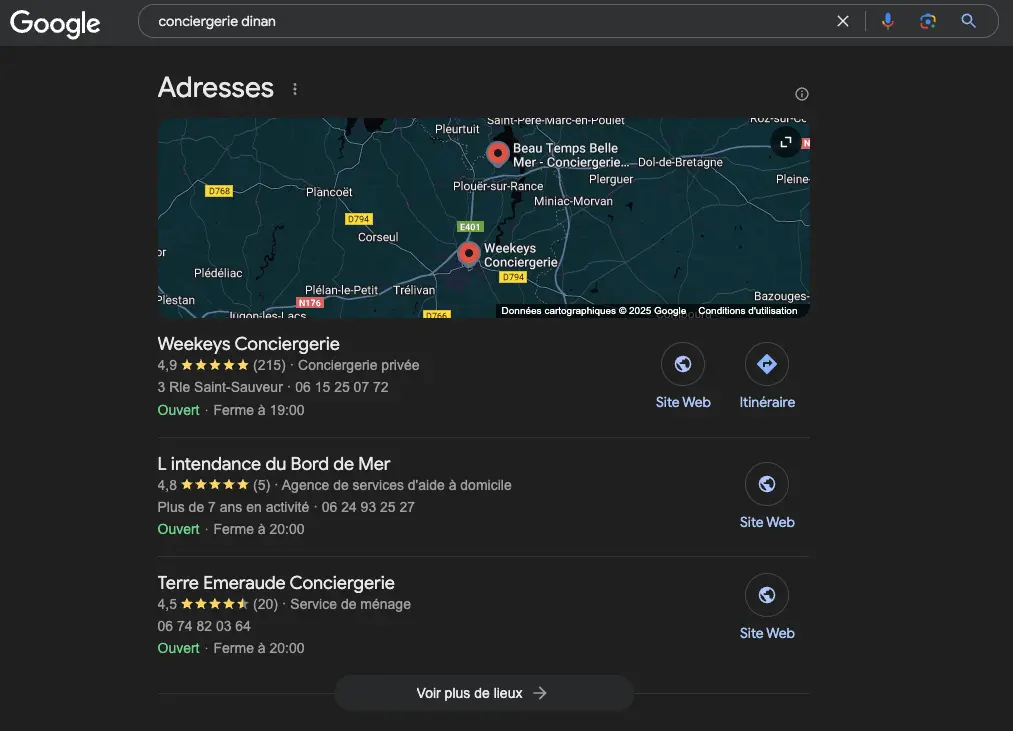Recherche seo local conciergerie à Dinan
