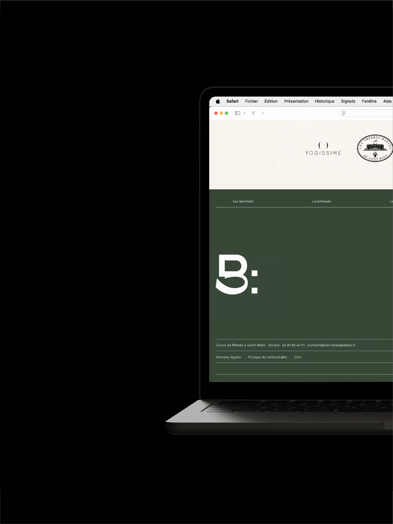 Mockup footer du site web
