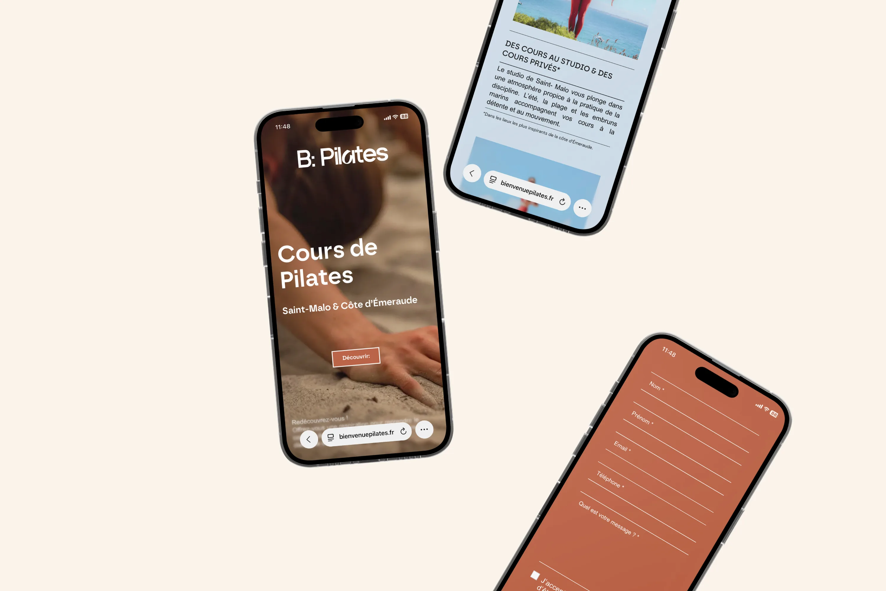 Mockup vues smartphone du site web responsive