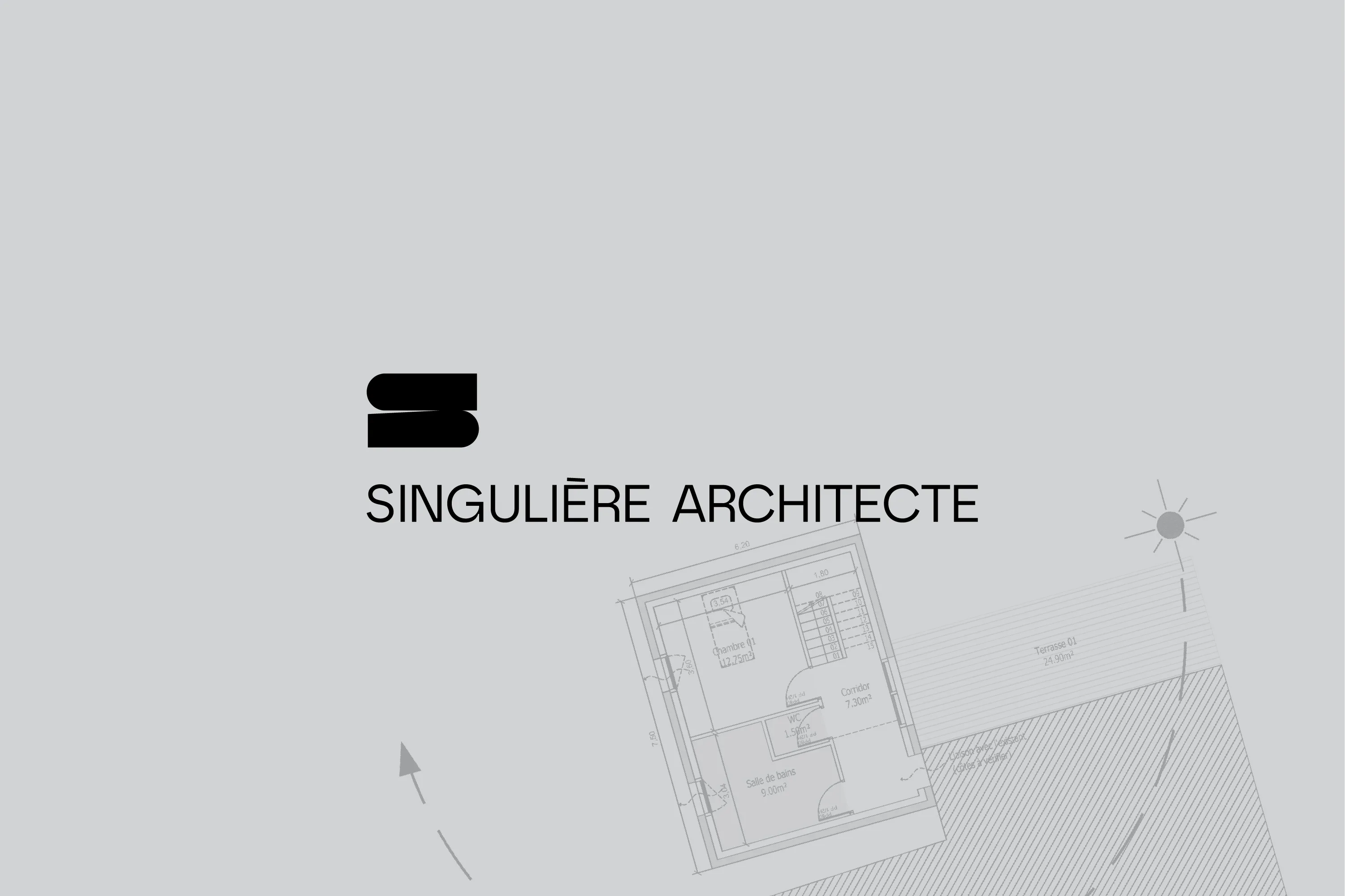 bloc marque sur un plan d'architecte