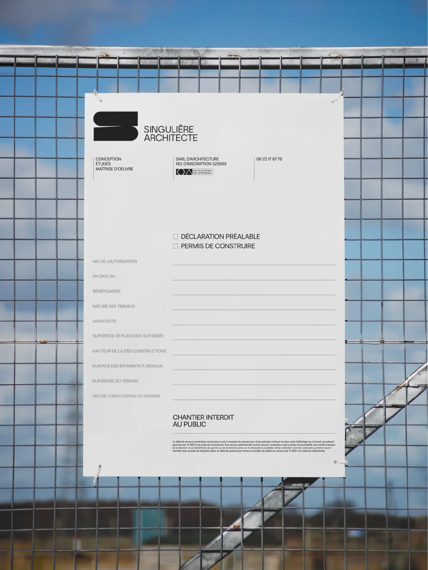 Mockup panneau de chantier